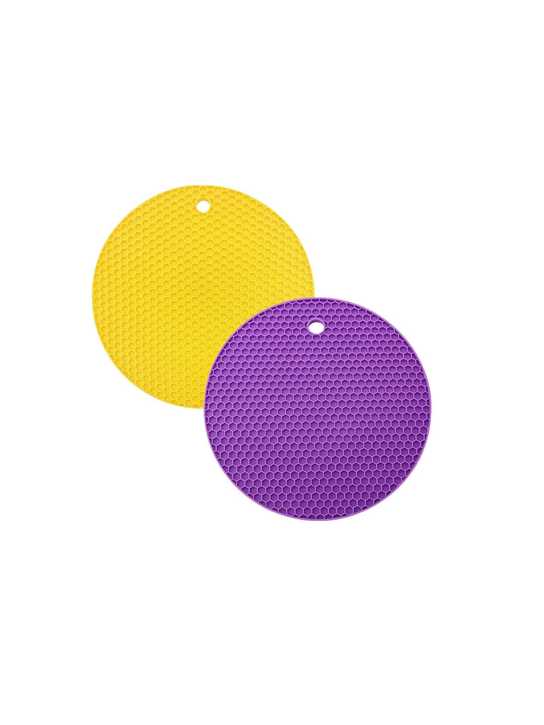 

P-Plus International Purple & Yellow 2Pcs Textured Non-Slip Round Shaped Trivets