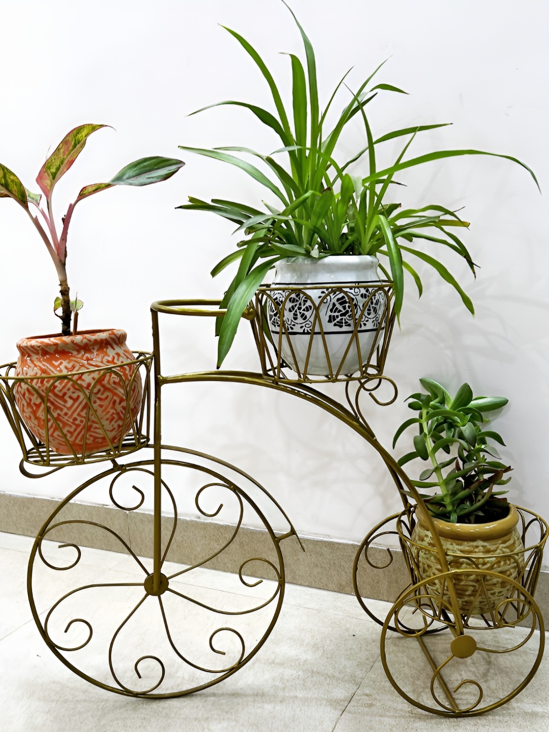 

ascent homes Gold Toned Metal Cycle Planter