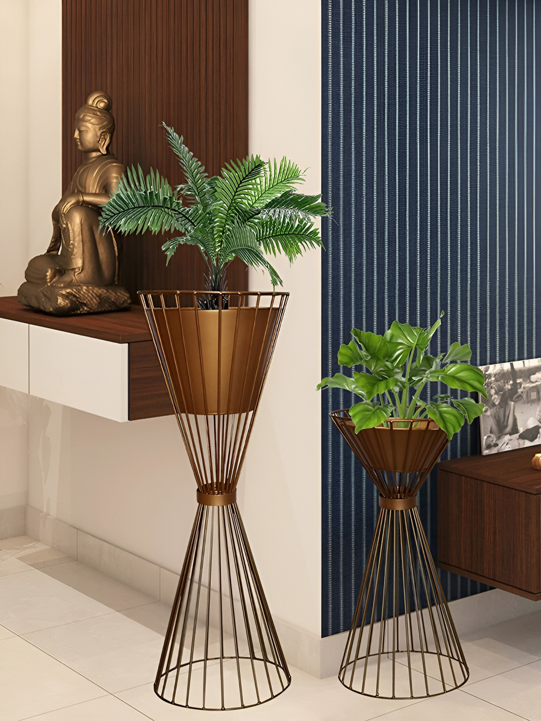 

ascent homes Gold Toned 2 Pieces Metal Planter Stand