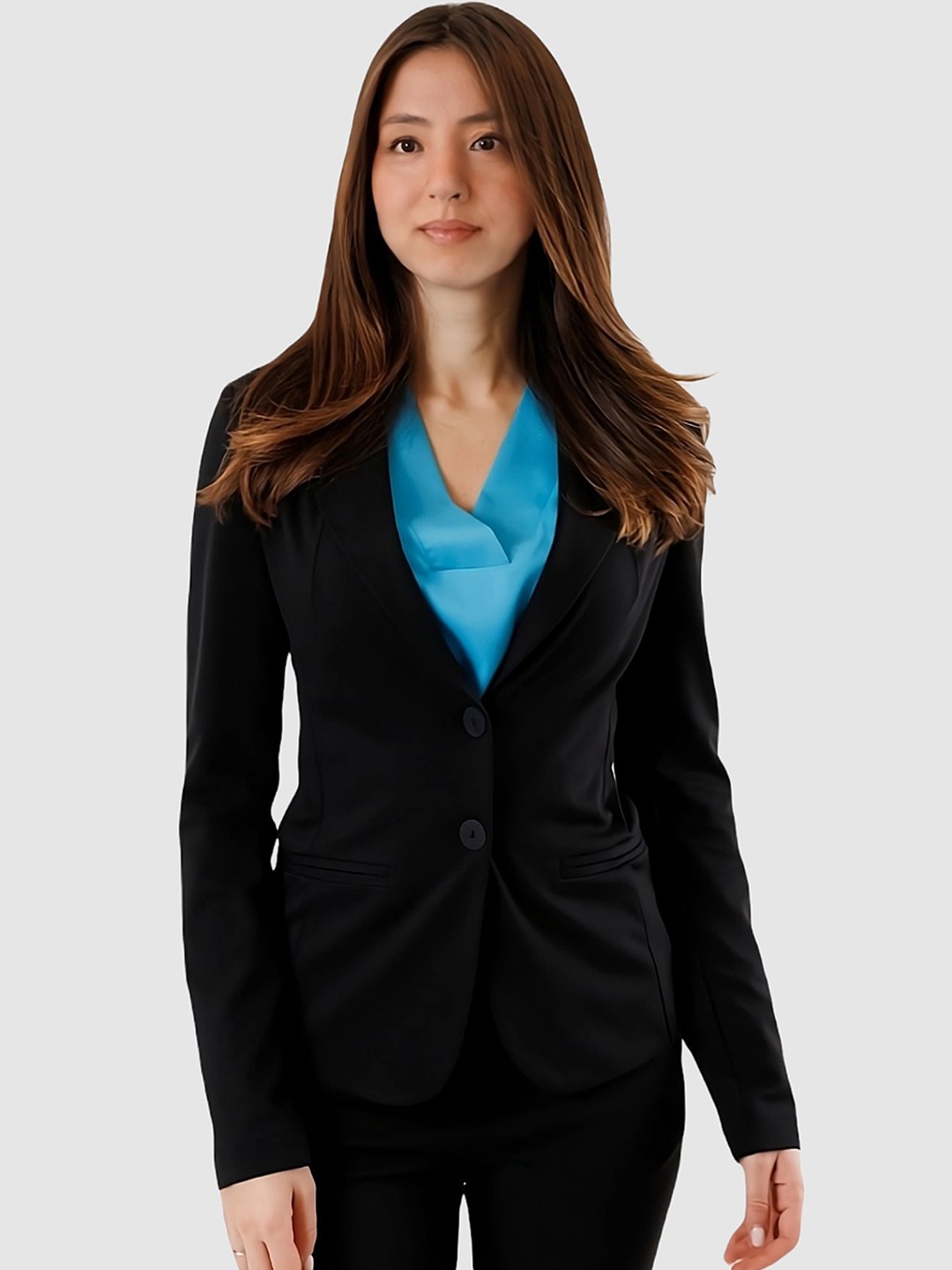 

BAESD Notched Lapel Single-Breasted Casual Blazer, Black