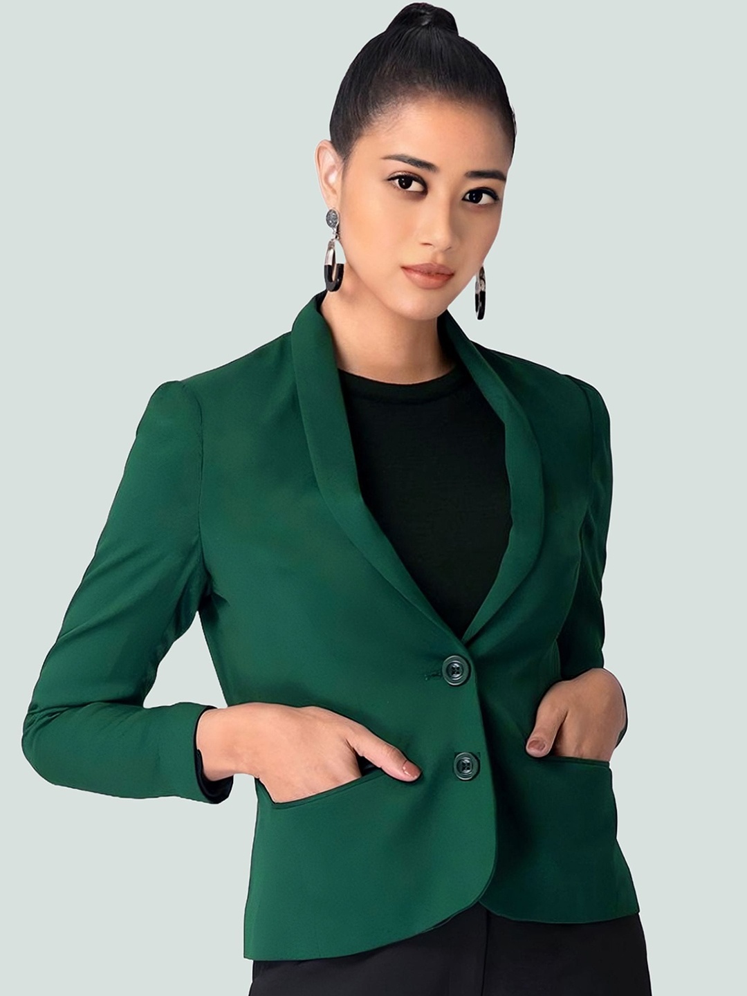

BAESD Notched Lapel Single-Breasted Casual Blazer, Olive