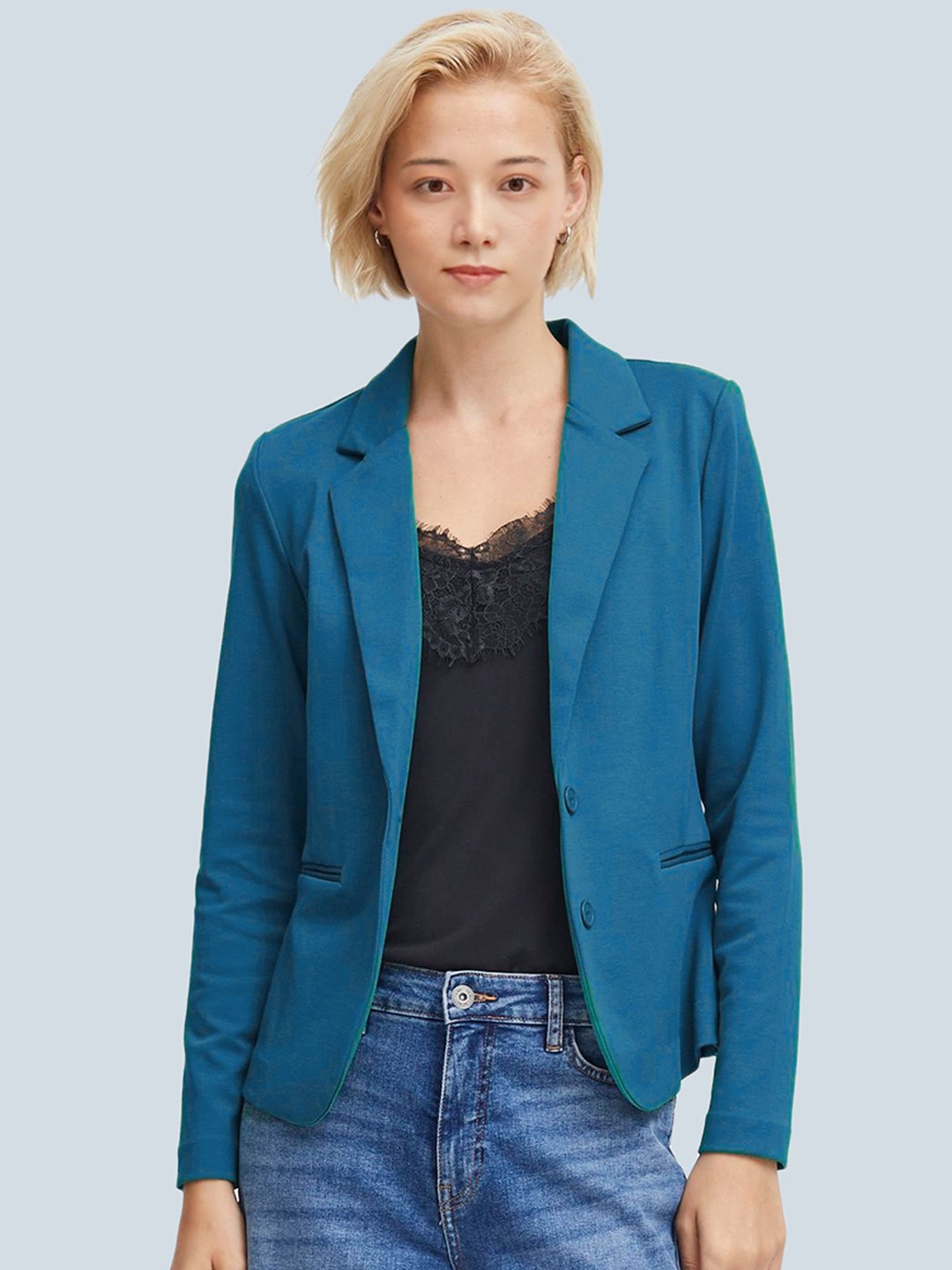 

BAESD Notched Lapel Single-Breasted Casual Blazer, Blue