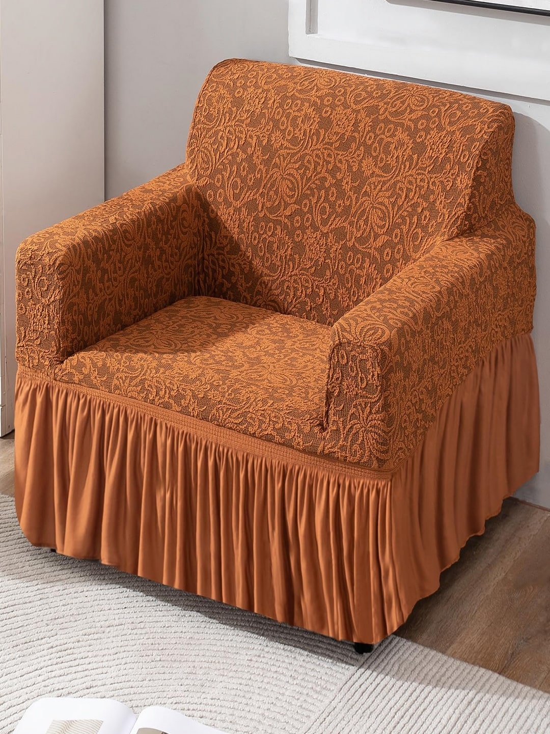 

HOKIPO Brown 1 Piece Sofa Cover With Arms
