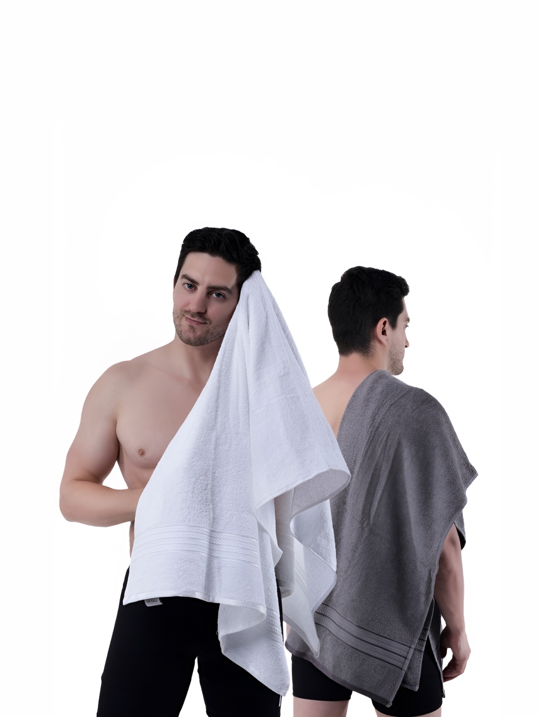 

Dollar Socks White & Grey 2 Pieces Cotton 600 GSM Bath Towels