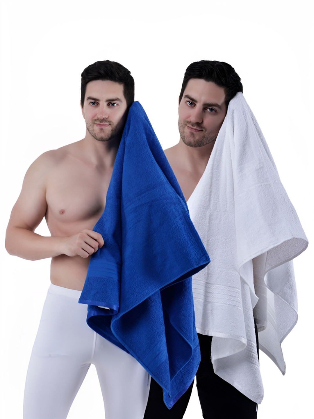 

Dollar Socks Blue & White 2 Pieces Cotton 400 GSM Bath Towels