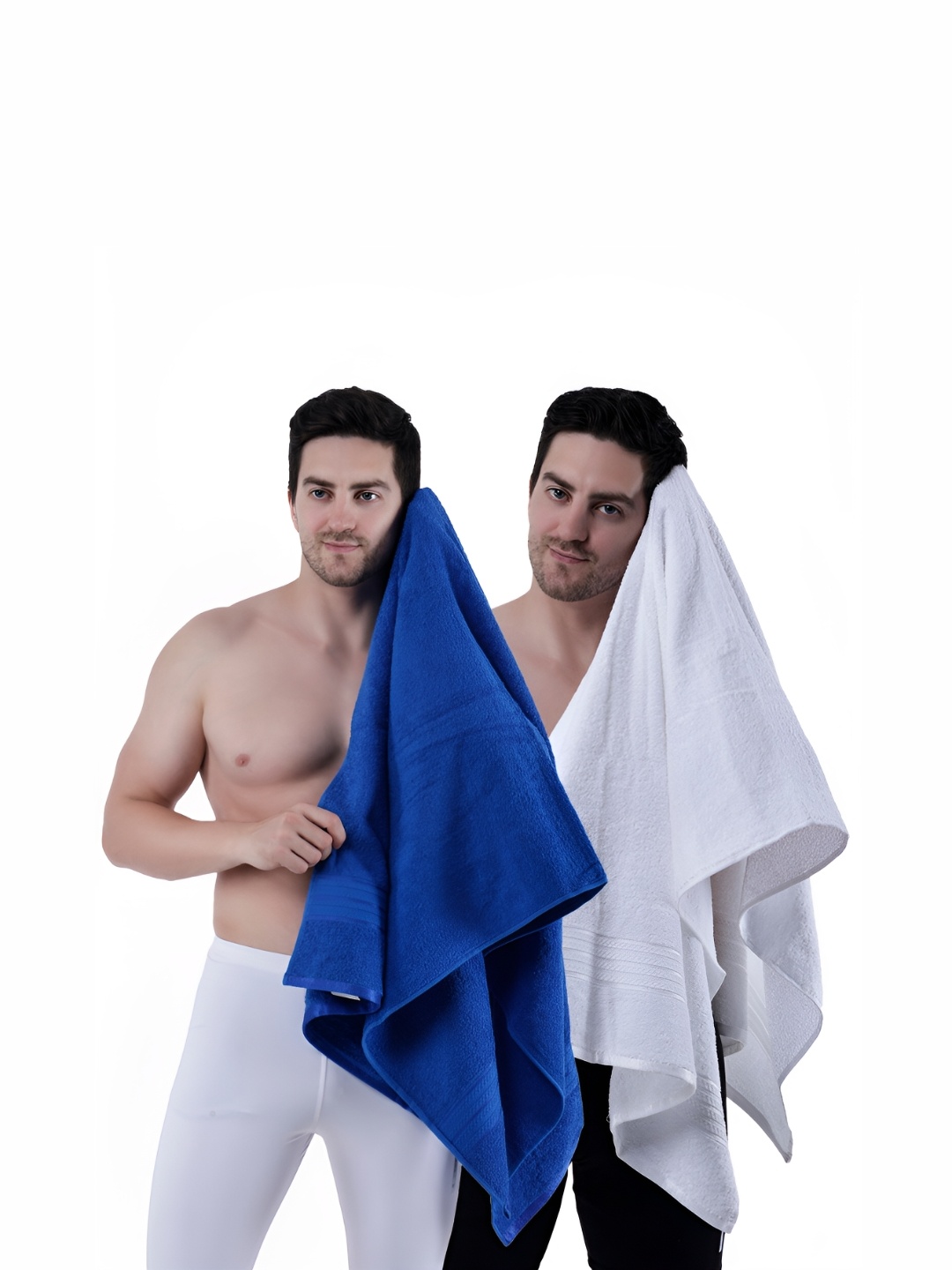 

Dollar Socks Blue & White 2 Pieces Cotton 600 GSM Bath Towel