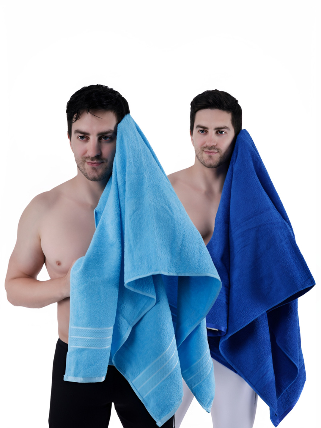 

Dollar Socks Blue & Navy Blue 2 Pieces Cotton 400 GSM Bath Towels