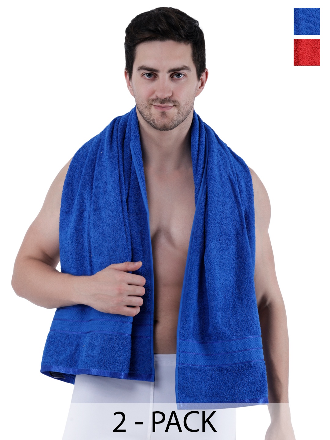 

Dollar Socks Blue & Red 2 Pieces Cotton 400 GSM Bath Towels