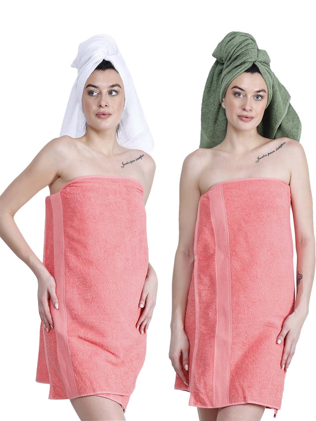 

Dollar Socks Peach 2 Pieces Cotton 400 GSM Bath Towels