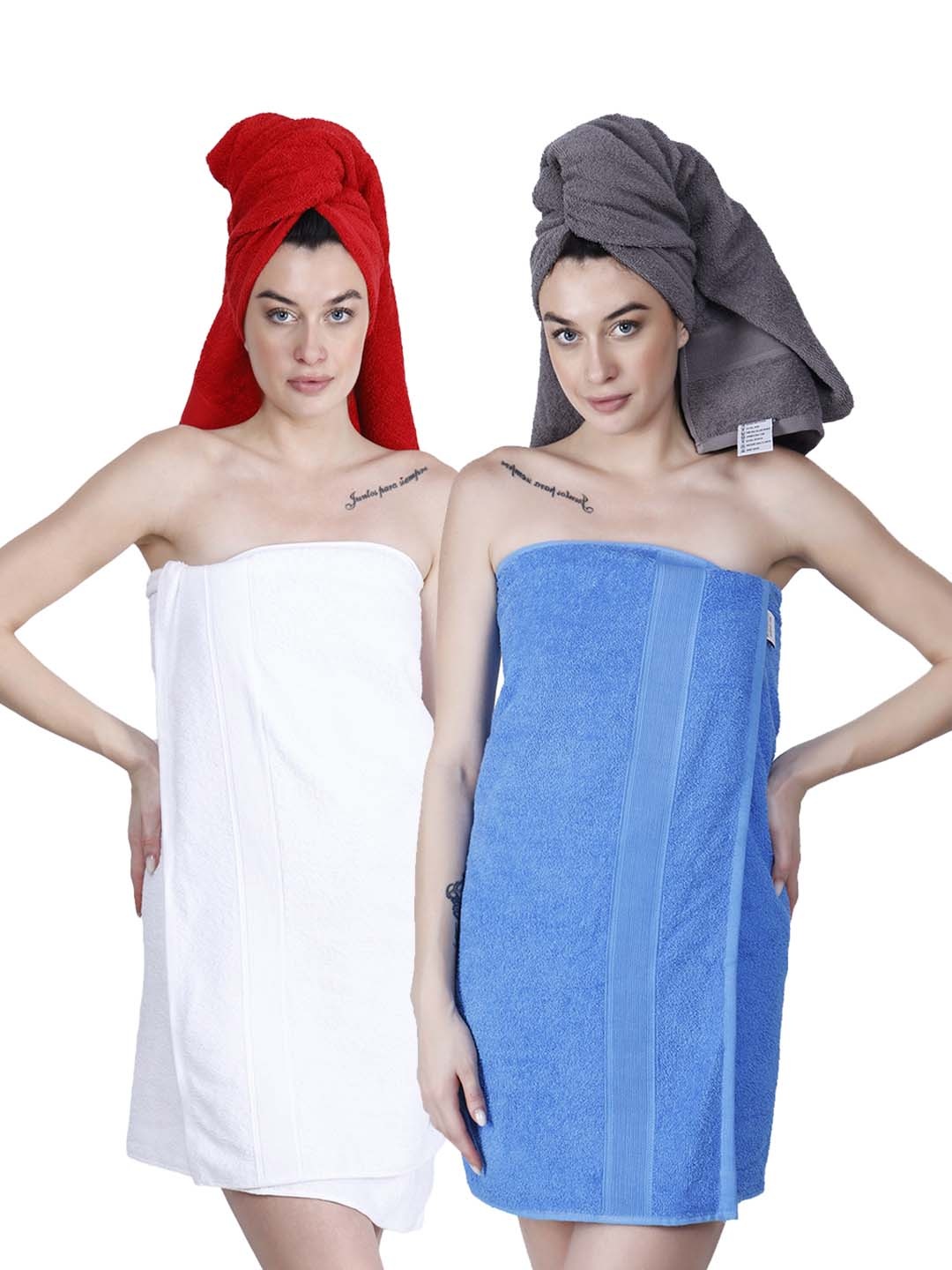 

Dollar Socks Blue & White 2 Pieces Cotton 400 GSM Bath Towels