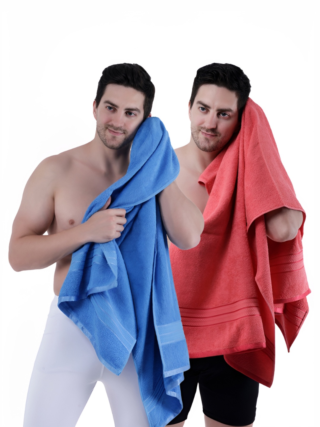 

Dollar Socks Blue & Peach 2 Pieces Cotton 400 GSM Bath Towels