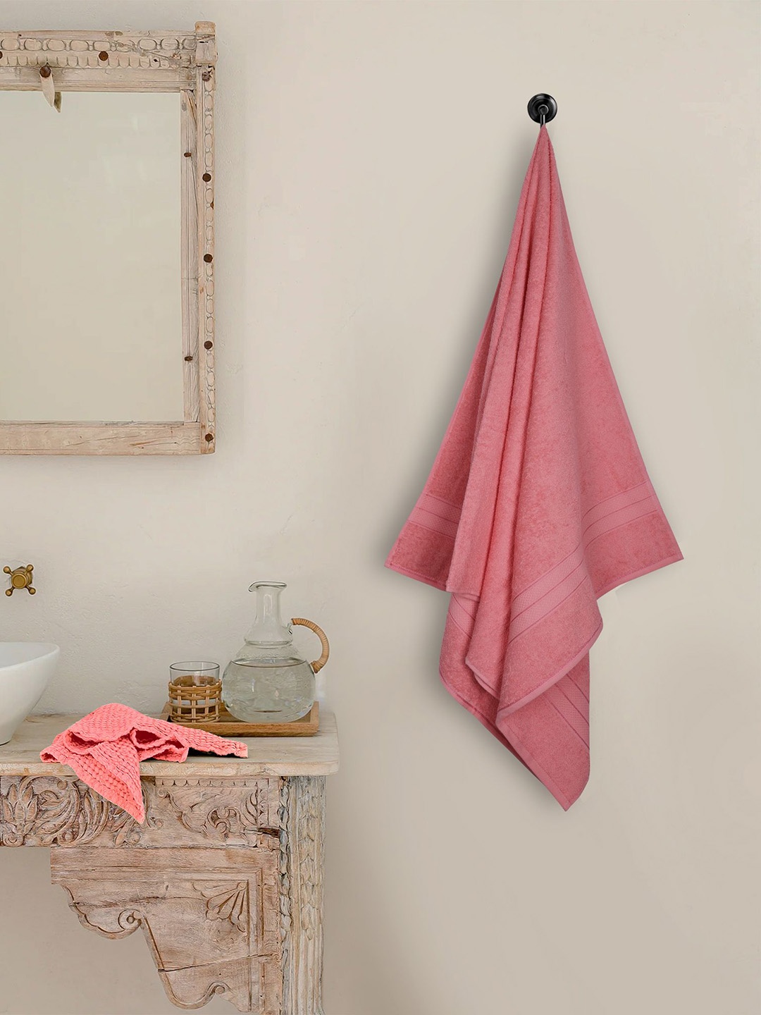 

Dollar Socks Maroon & Peach 2 Pieces Cotton 400 GSM Bath Towel