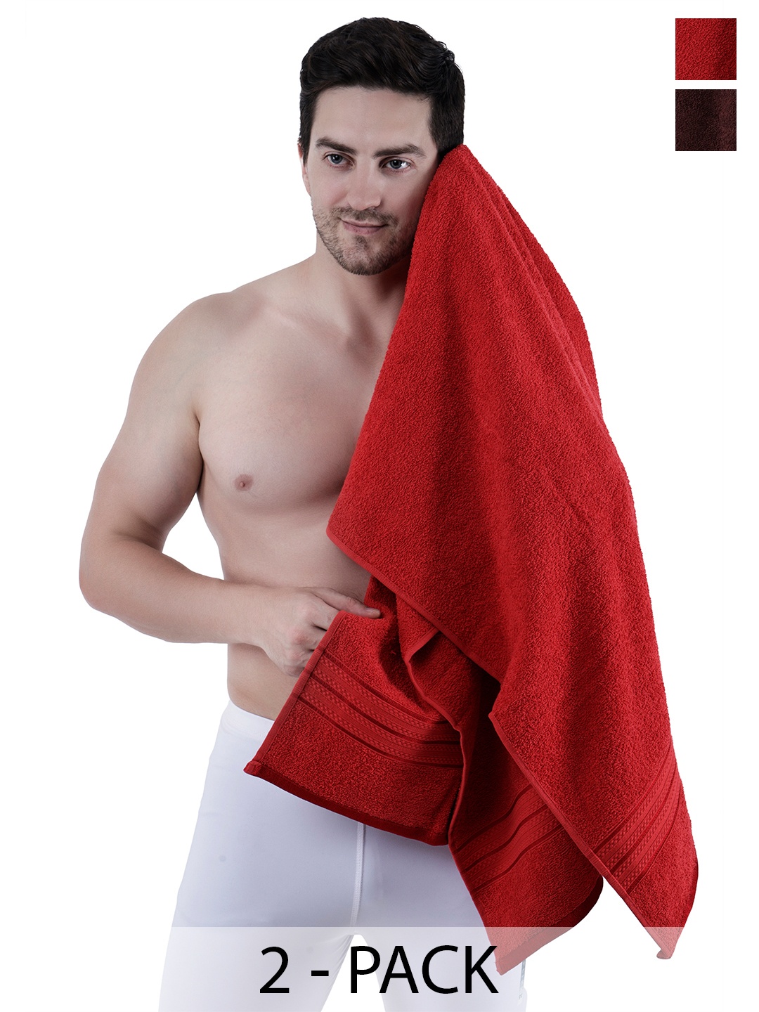 

Dollar Socks Brown & Red 2 Pieces Cotton 400 GSM Bath Towels