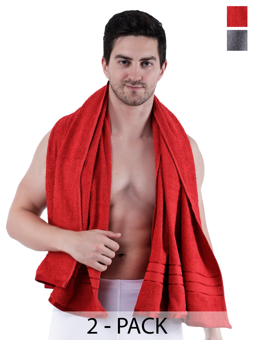 

Dollar Socks Red & Grey 2 Pieces Cotton 400 GSM Bath Towels