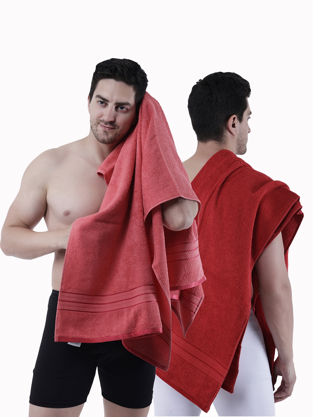 

Dollar Socks Pink & Red 2 Pieces Cotton 400 GSM Bath Towels