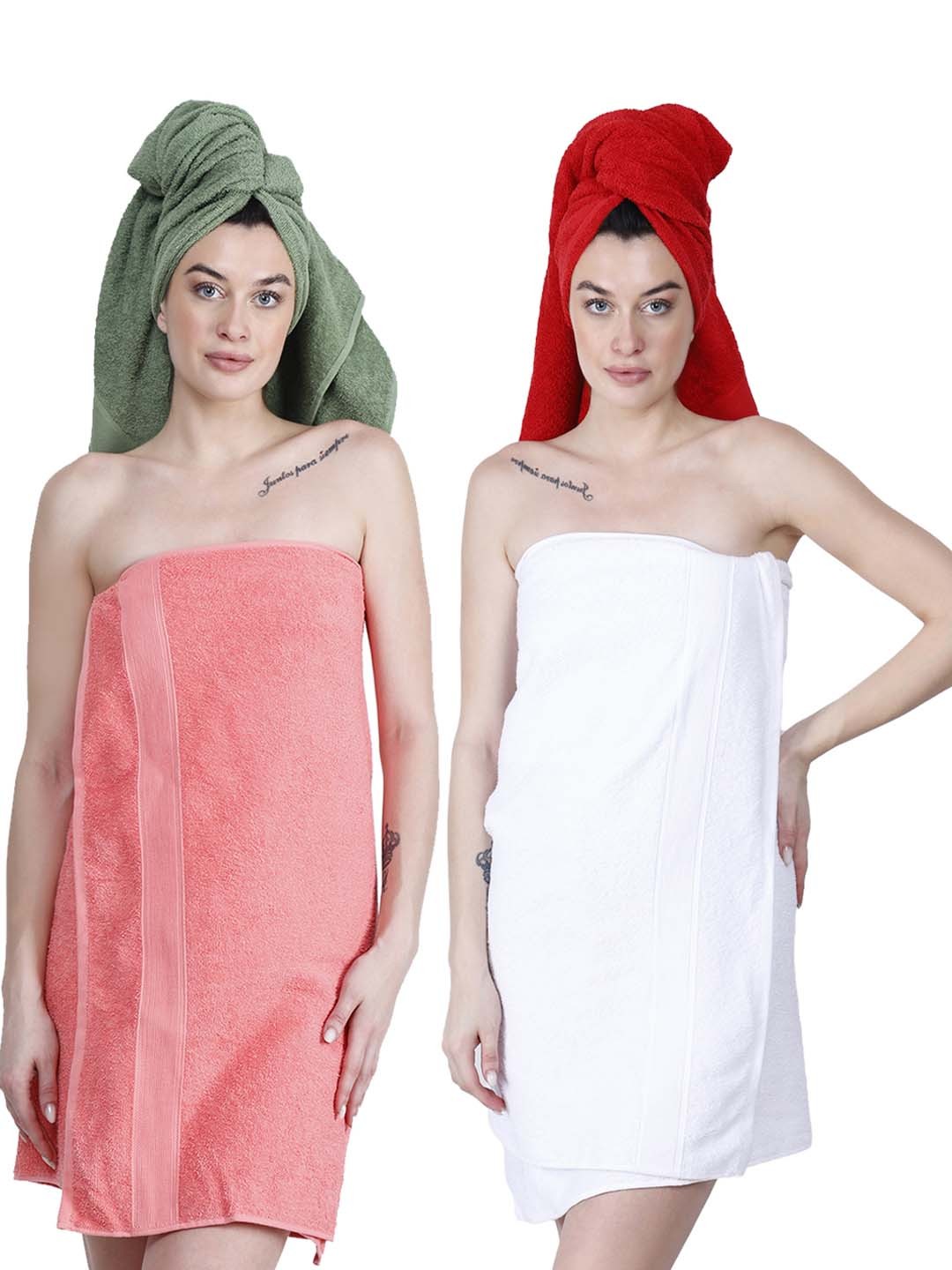 

Dollar Socks White & Pink 2 Pieces Cotton 400 GSM Bath Towel