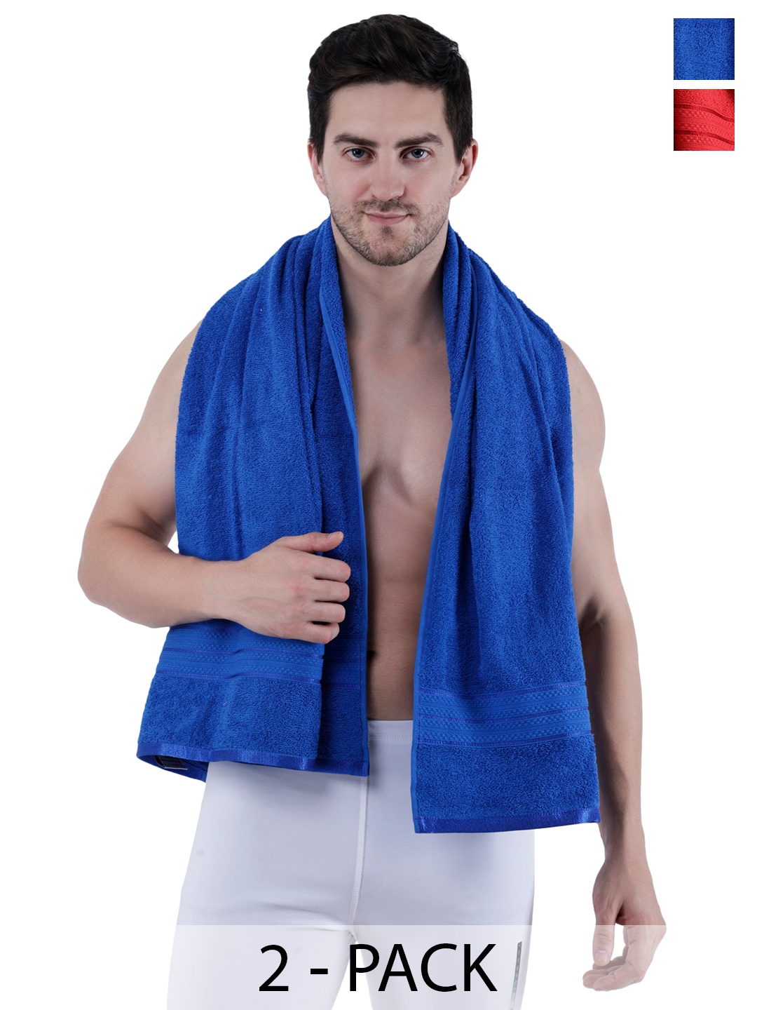 

Dollar Socks Blue & Red 2 Pieces Cotton 400 GSM Bath Towels