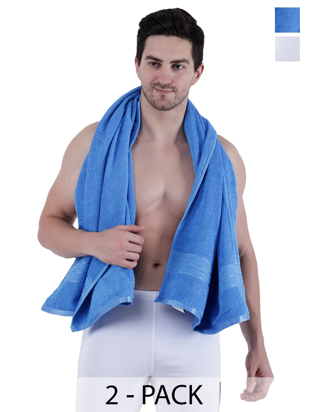 

Dollar Socks Blue & White 2 Pieces Cotton 400 GSM Bath Towels
