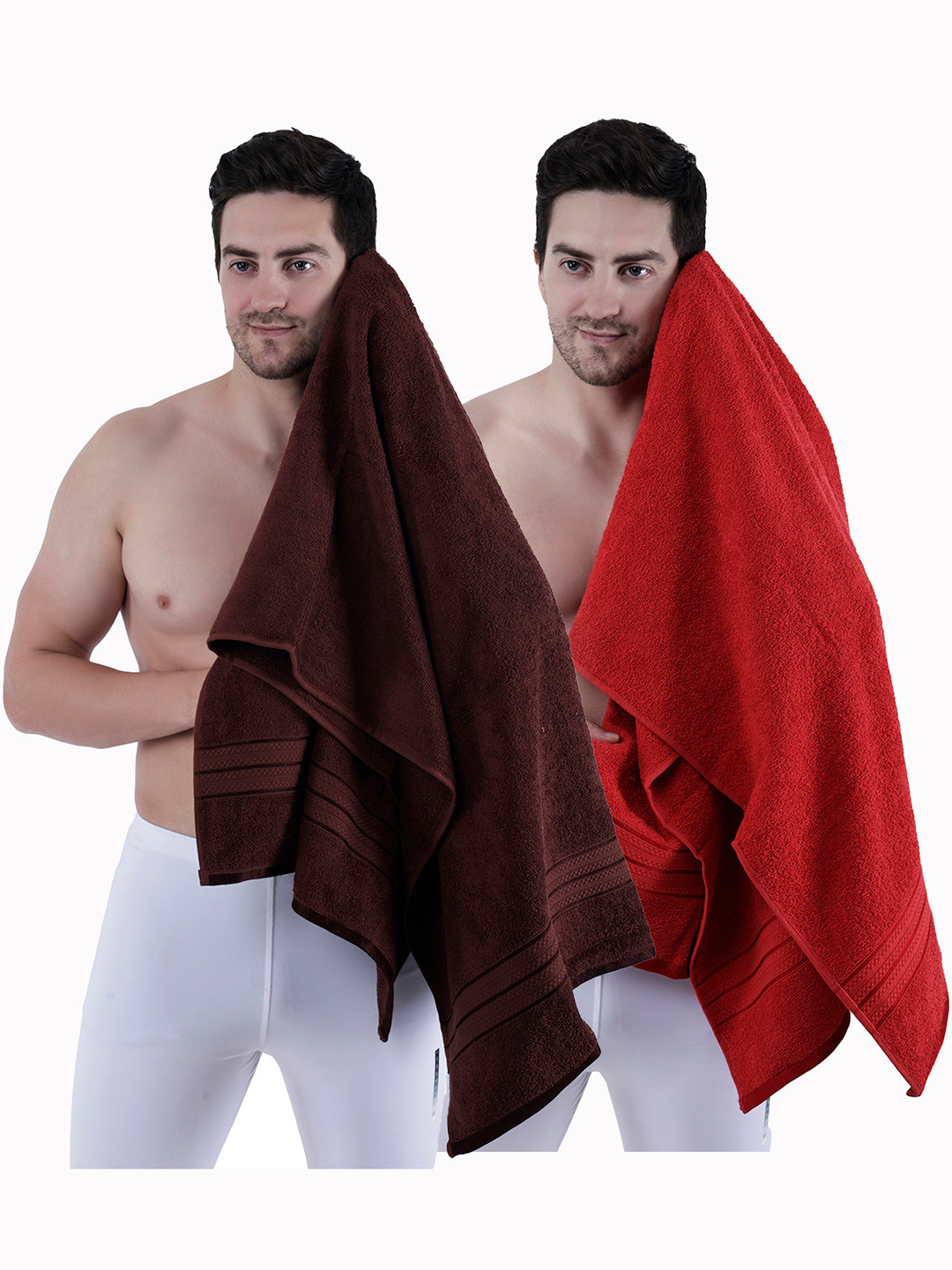 

Dollar Socks Red & Brown 2 Pieces Cotton 400 GSM Bath Towels