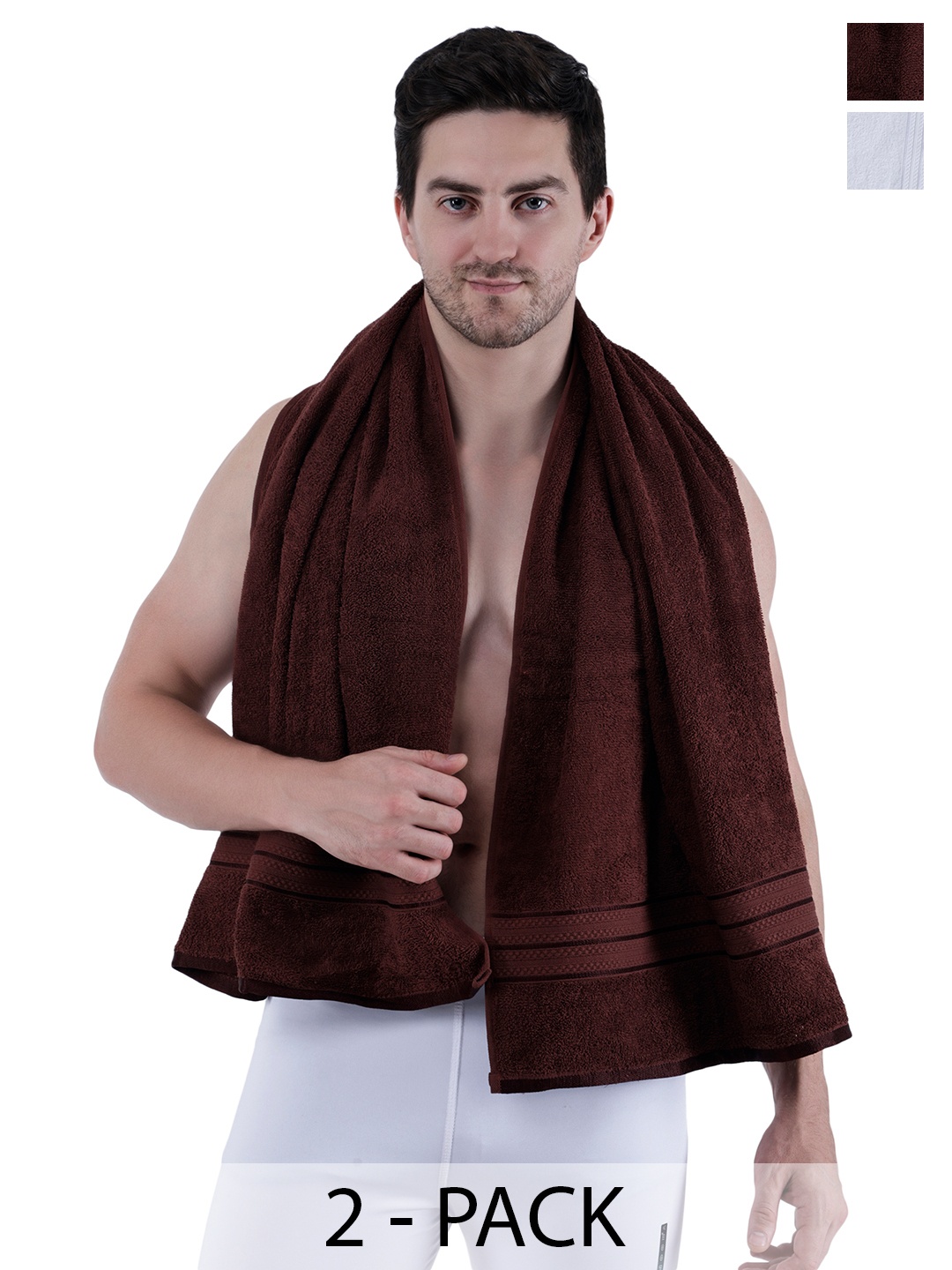

Dollar Socks Brown & White 2 Pieces Cotton 400 GSM Bath Towel