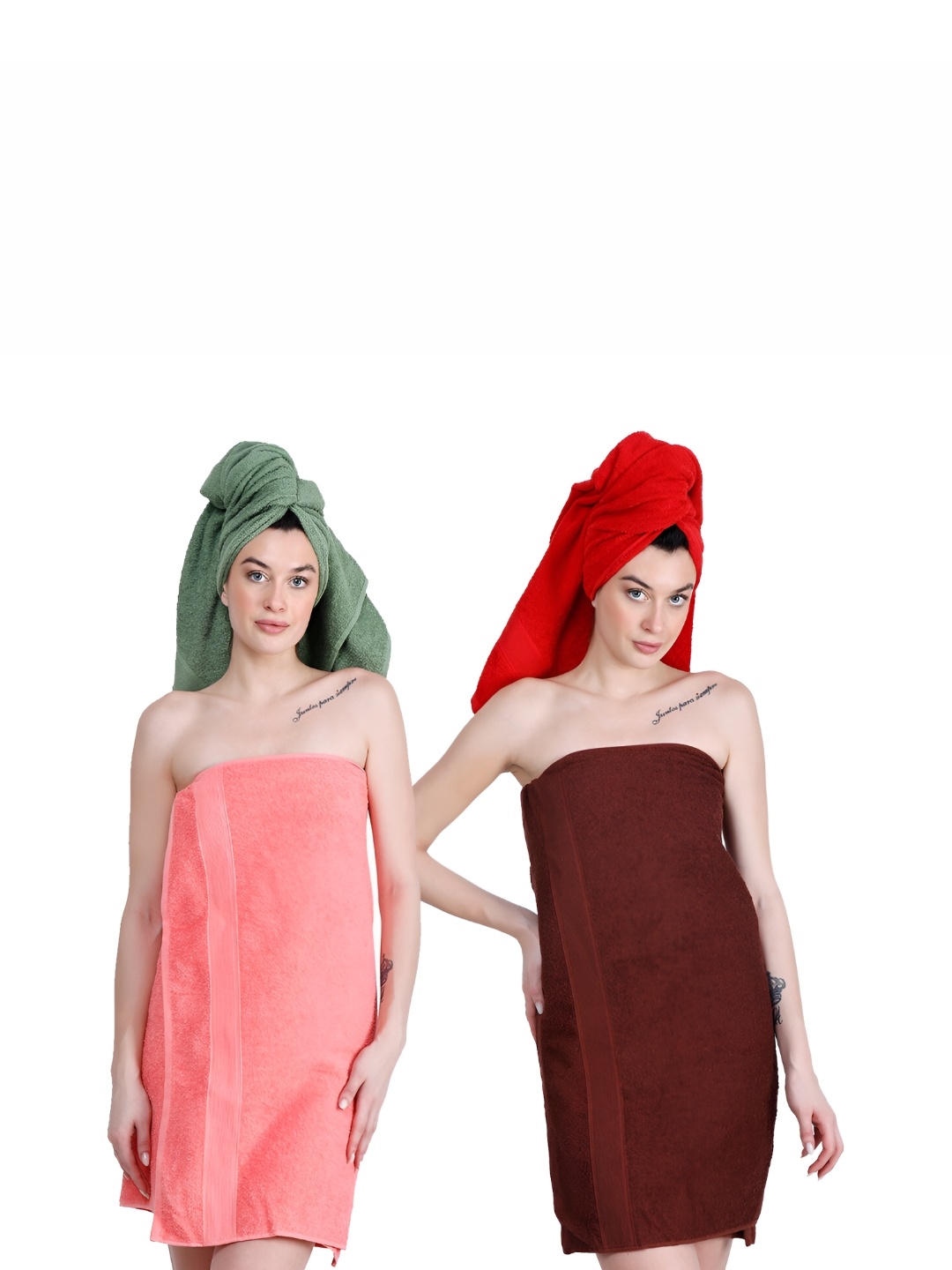 

Dollar Socks Pink & Brown 2 Pieces Cotton 600 GSM Bath Towel