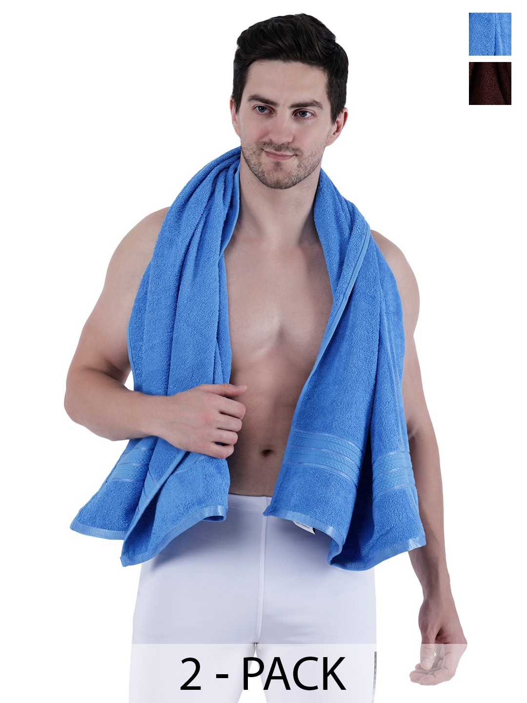 

Dollar Socks Blue & Brown 2 Pieces Cotton 400 GSM Bath Towel