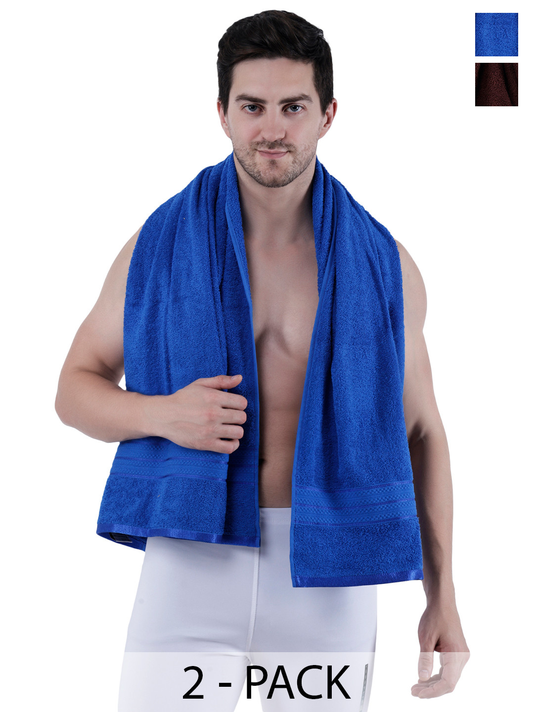 

Dollar Socks Blue & Brown 2 Pieces Cotton 400 GSM Bath Towels