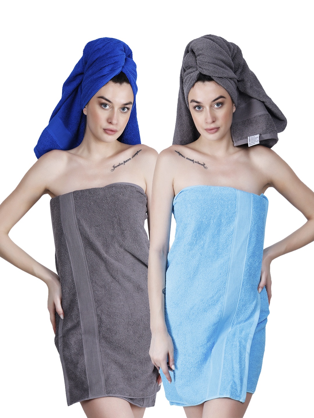 

Dollar Socks Blue & Grey 2 Pieces Cotton 400 GSM Bath Towels