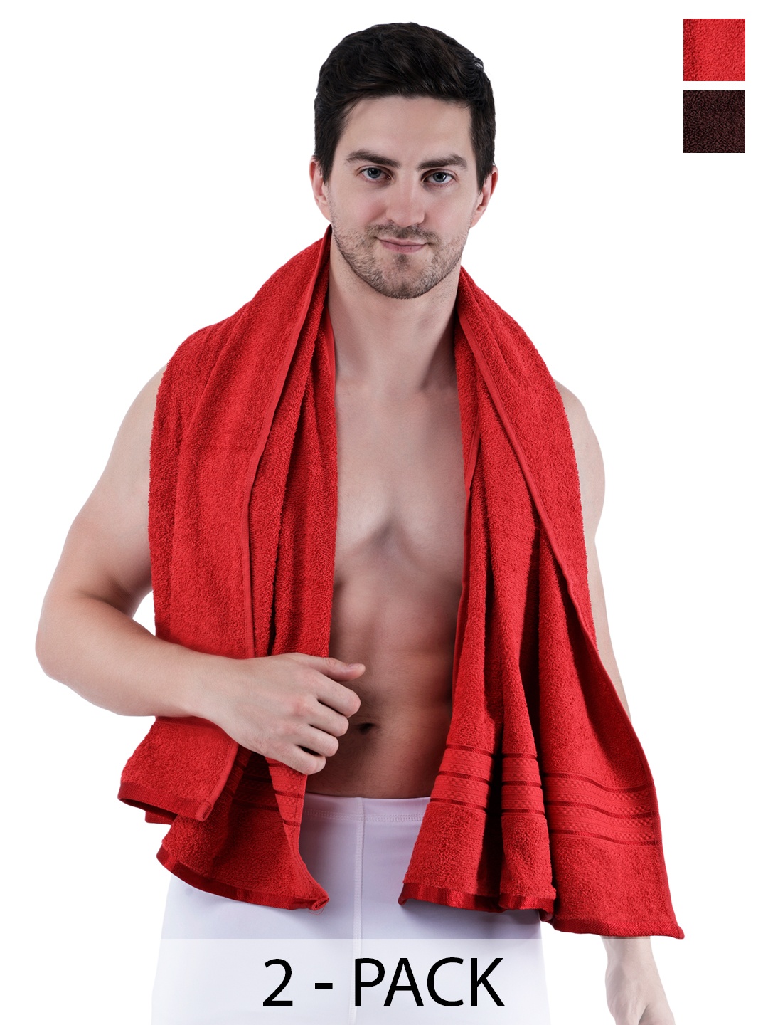 

Dollar Socks Red & Brown 2 Pieces Cotton 400 GSM Bath Towels