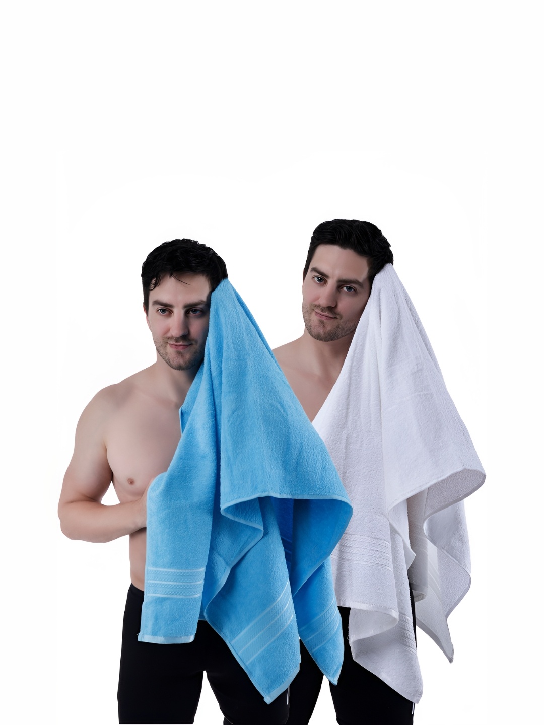 

Dollar Socks White & Blue 2 Pieces Cotton 600 GSM Bath Towel