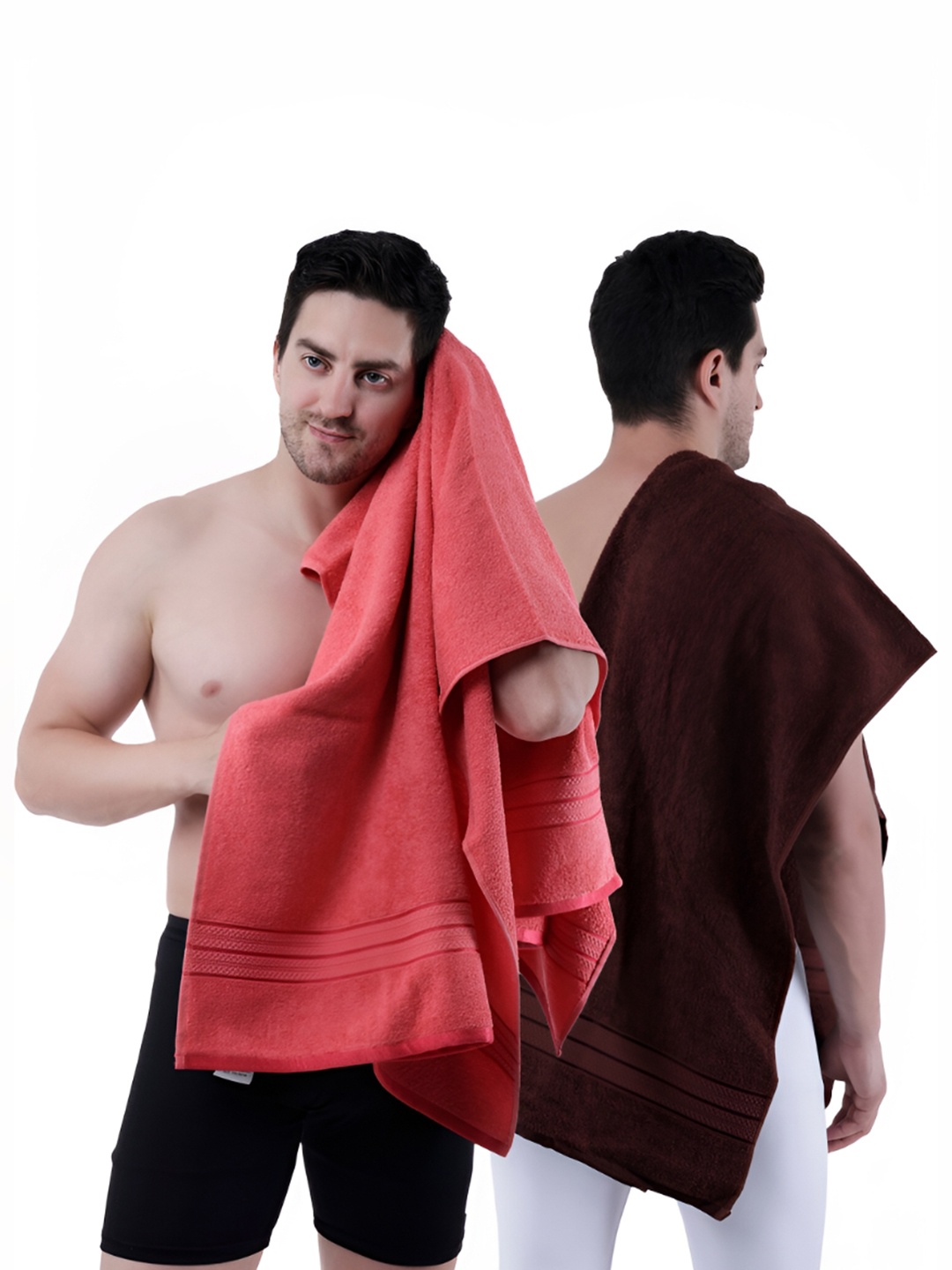 

Dollar Socks Pink & Brown 2 Pieces Cotton 400 GSM Bath Towels