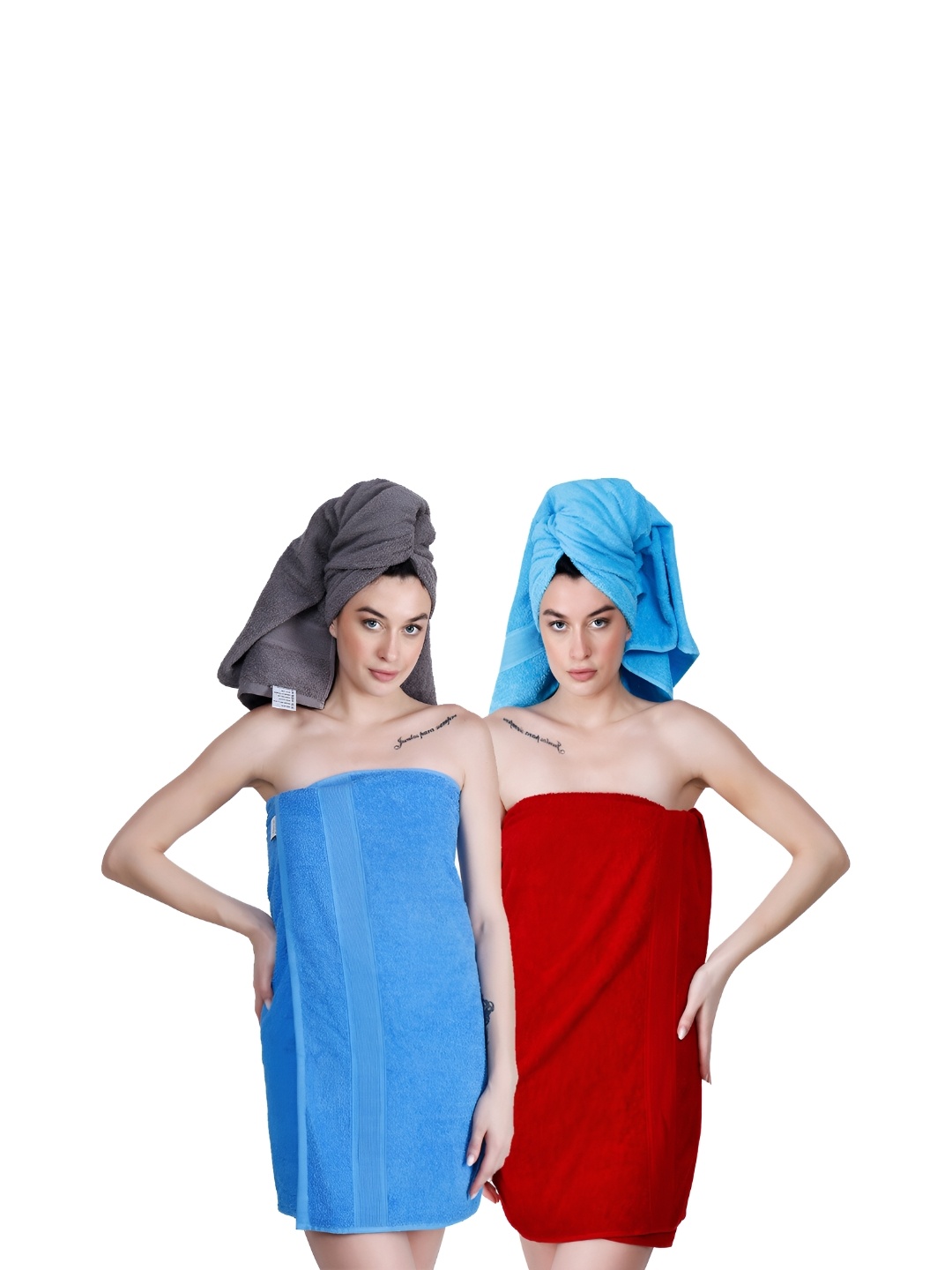 

Dollar Socks Blue & Red 2 Pieces Cotton 600 GSM Bath Towel