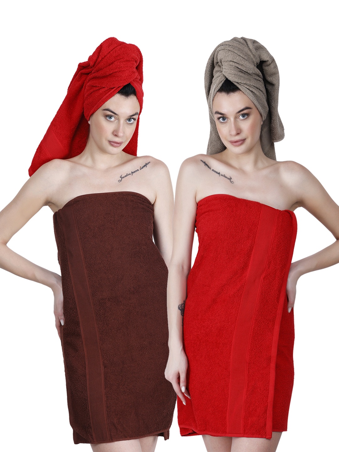 

Dollar Socks Red & Brown 2 Pieces Cotton 400 GSM Bath Towels