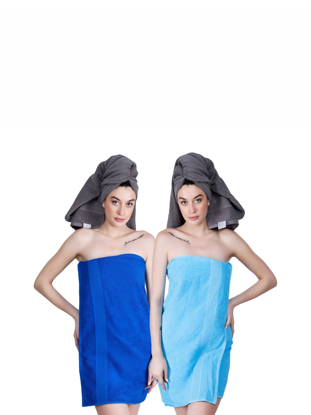 

Dollar Socks Blue & Navy Blue 2Pcs Cotton 600 GSM Bath Towels