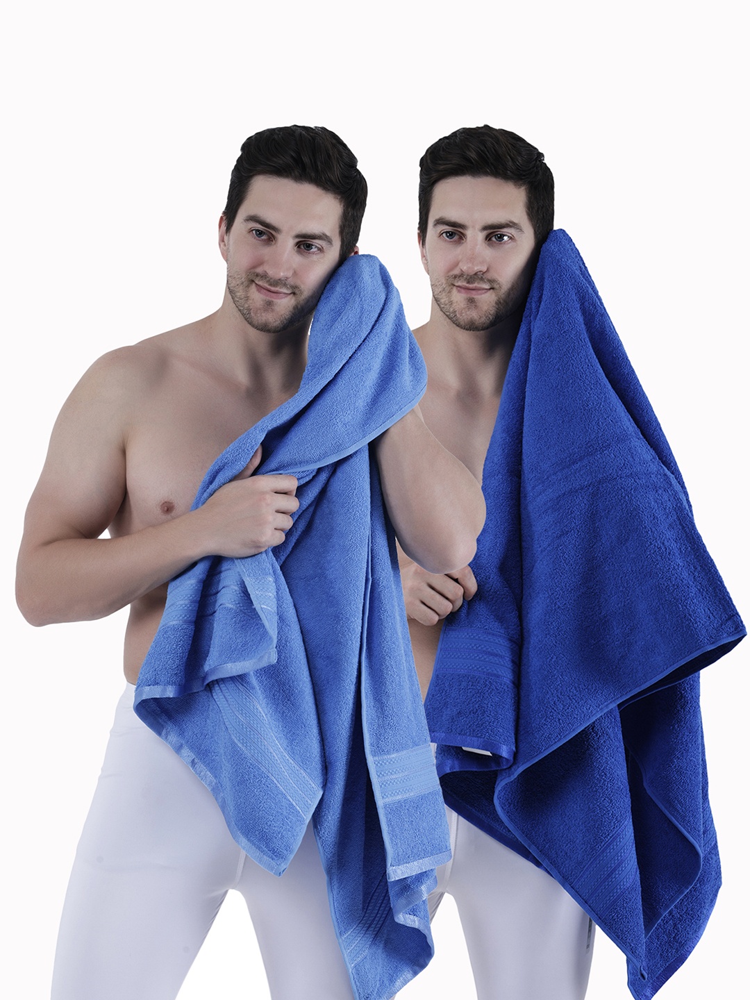 

Dollar Socks Blue & Navy Blue 2 Pcs Cotton 400 GSM Bath Towel