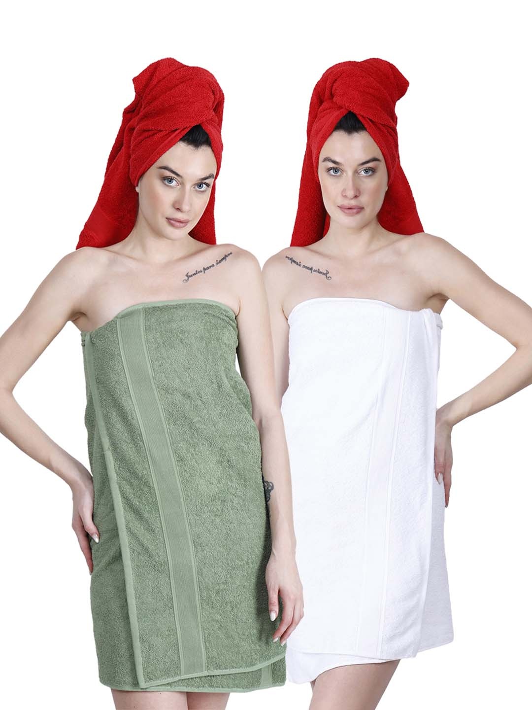 

Dollar Socks White & Green 2 Pieces Cotton 400 GSM Bath Towels