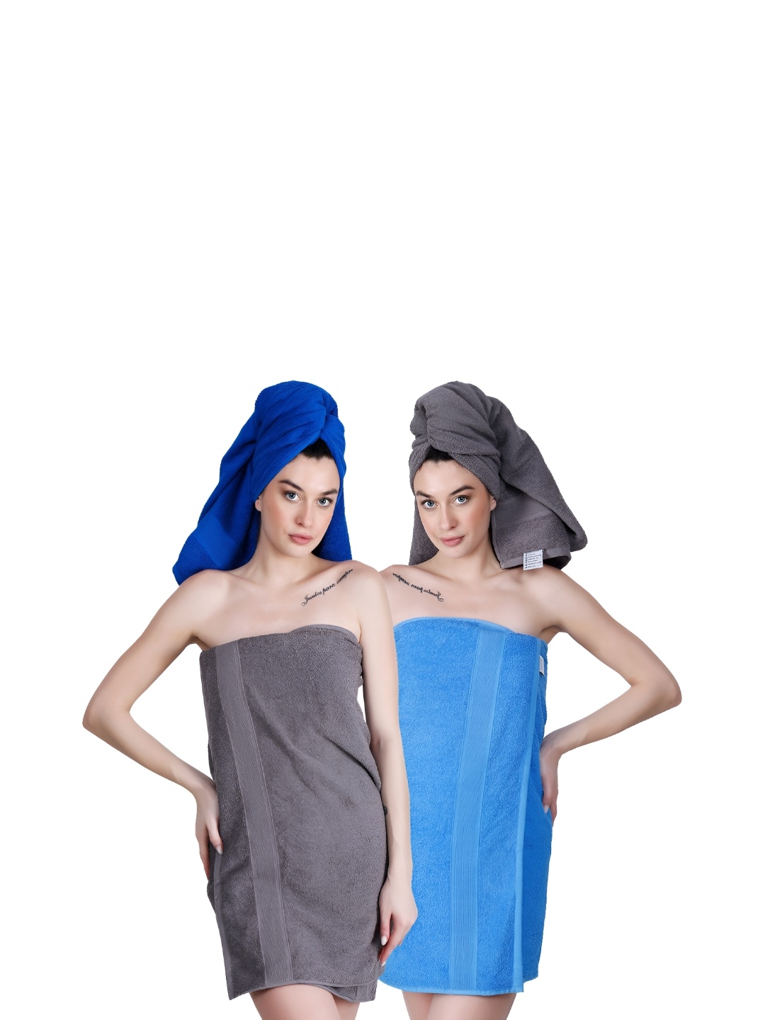 

Dollar Socks Blue & Grey 2 Pieces Cotton 600 GSM Bath Towel