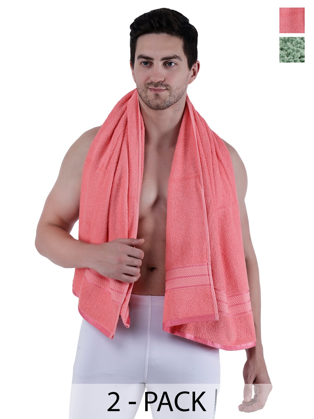 

Dollar Socks Pink & Green 2 Pieces Cotton 400 GSM Bath Towels