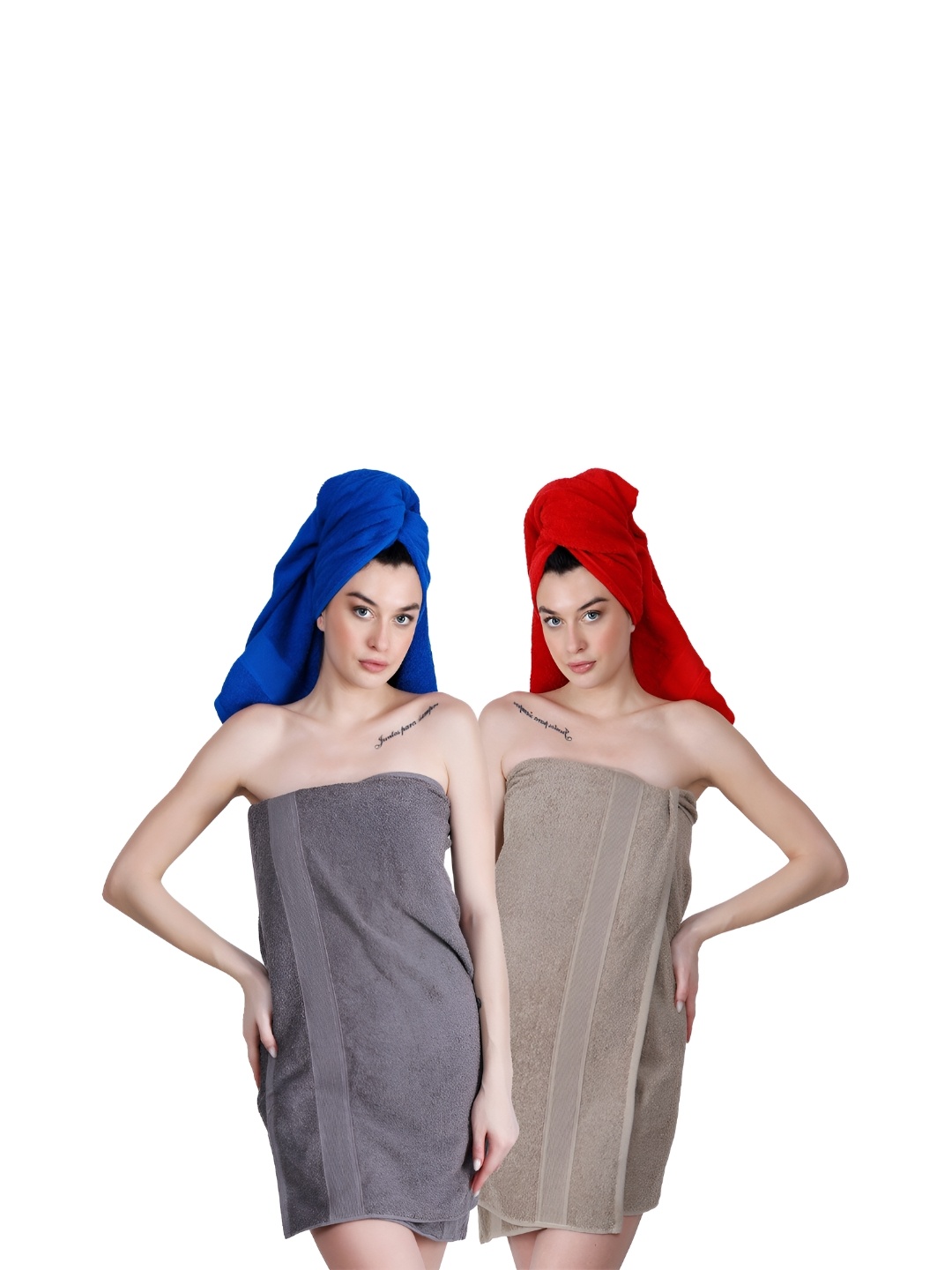 

Dollar Socks Blue & Red 2 Pieces Cotton 600 GSM Bath Towel