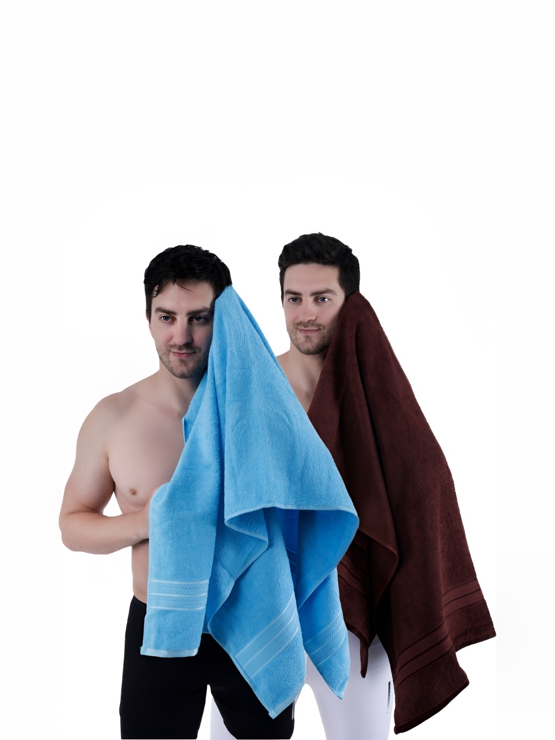 

Dollar Socks Blue & Coffee Brown 2 Pieces Cotton 600 GSM Bath Towel