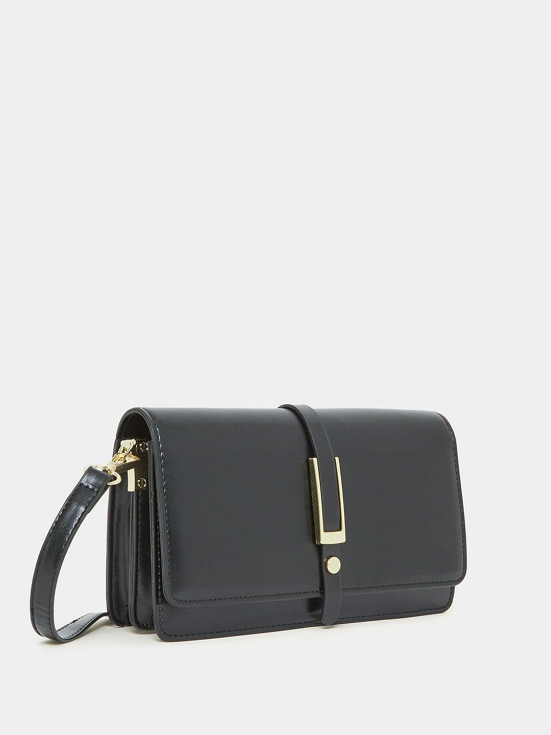 

Styli Gold-Tone Belted Shoulder Bag, Black