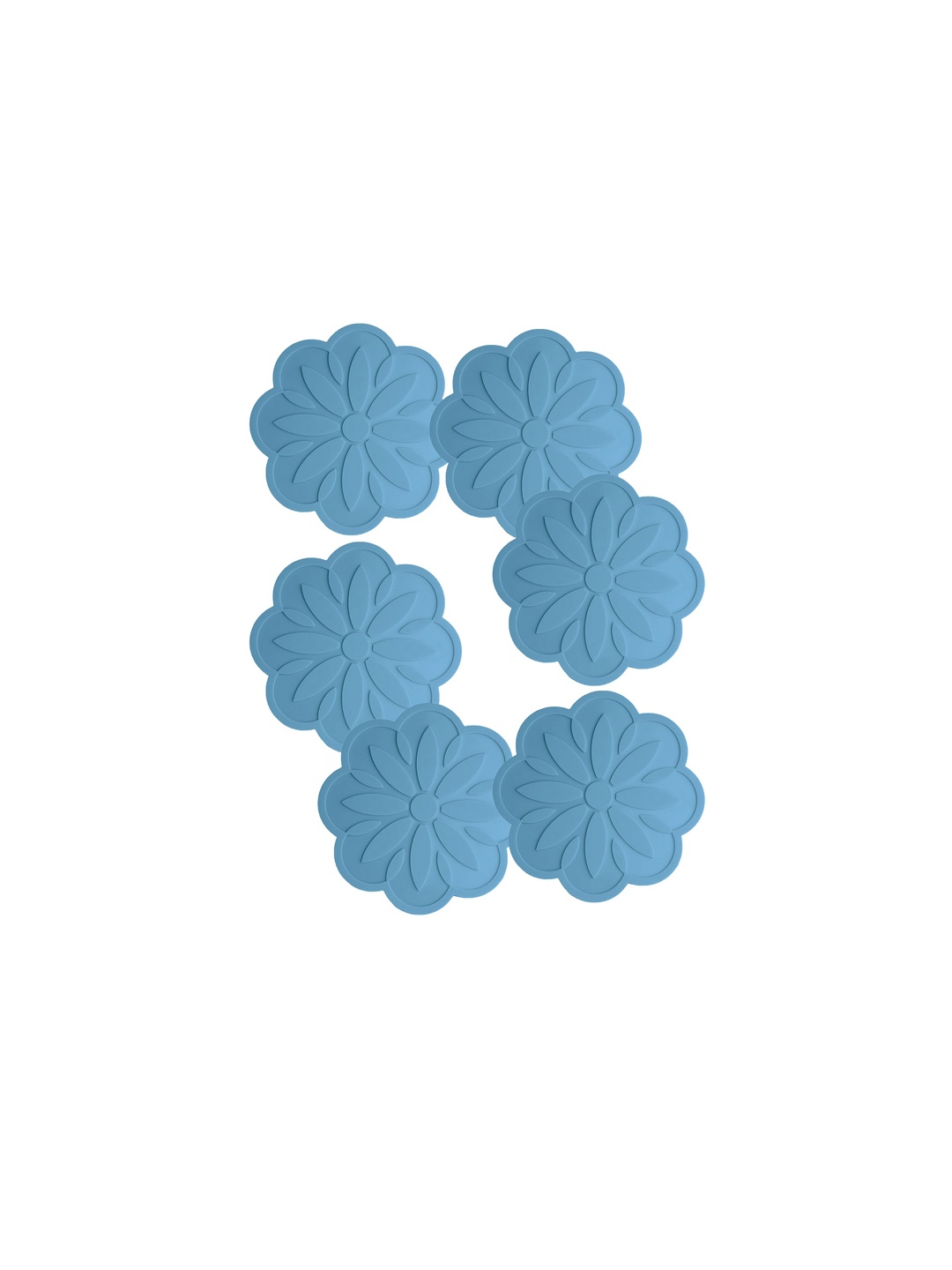 

P-Plus International Blue 6Pcs Textured Non-Slip Floral Shaped Trivets