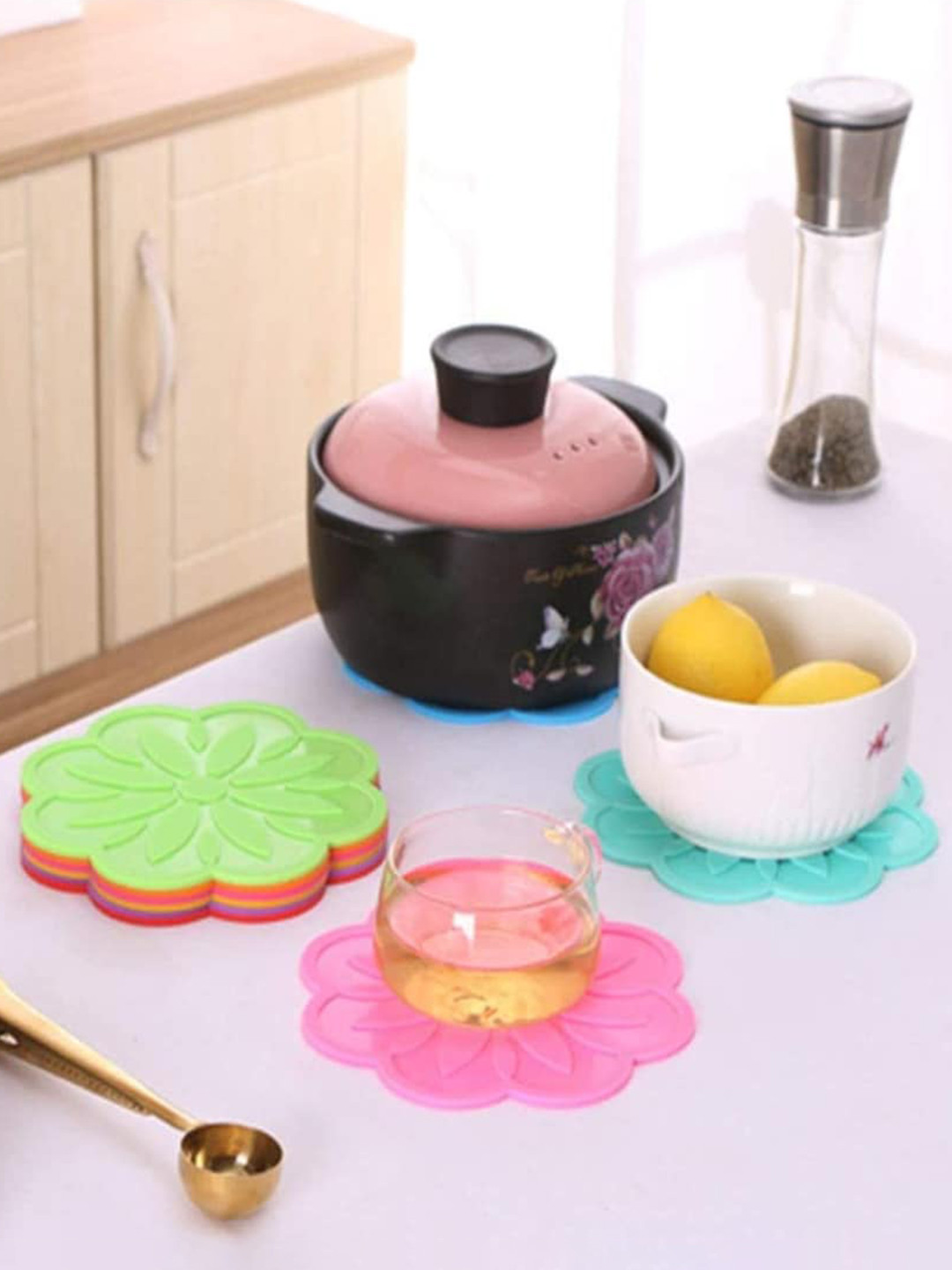 

P-Plus International Blue 6 Pieces Floral Coasters