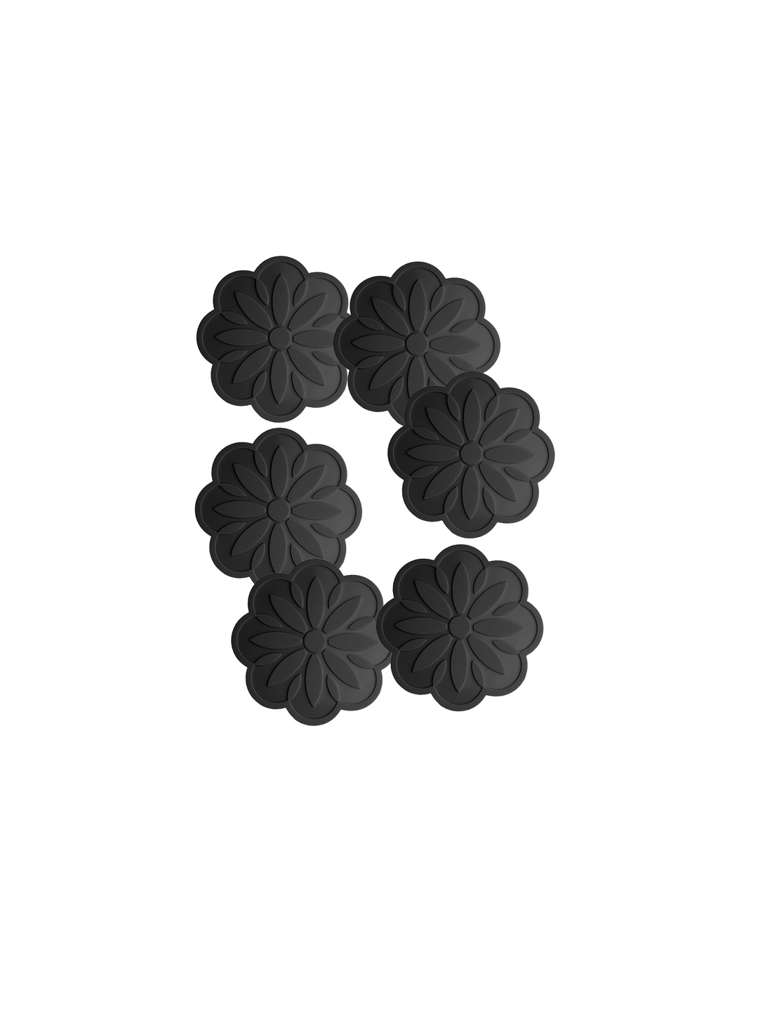 

P-Plus International Black 6 Pieces Floral Coasters