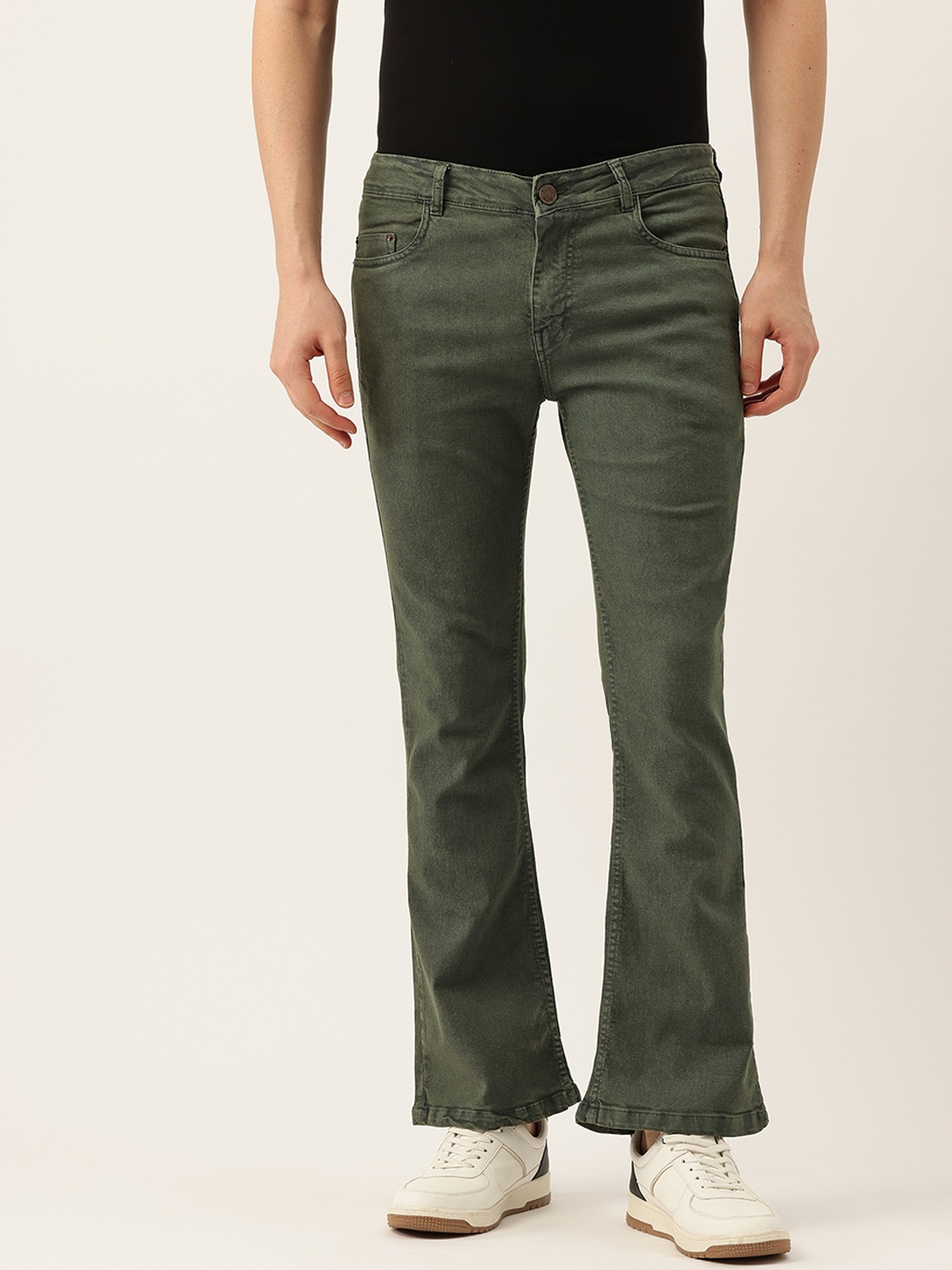 

PARIS HAMILTON Men Bootcut Stretchable Jeans, Olive