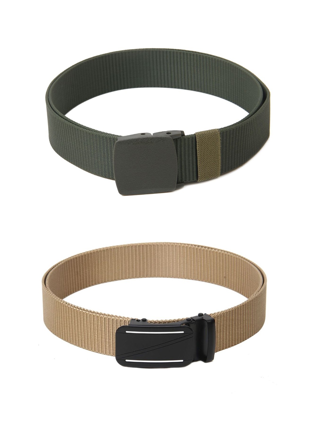 

Calvadoss Men Set Of 2 Textured Belts, Green