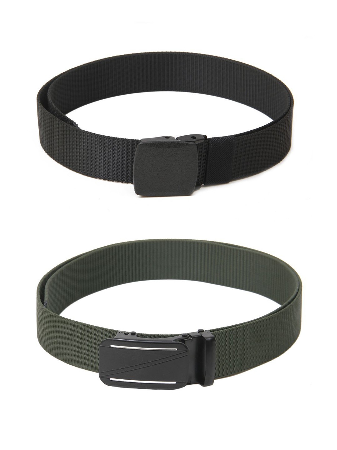 

Calvadoss Men Set Of 2 Textured Belts, Black