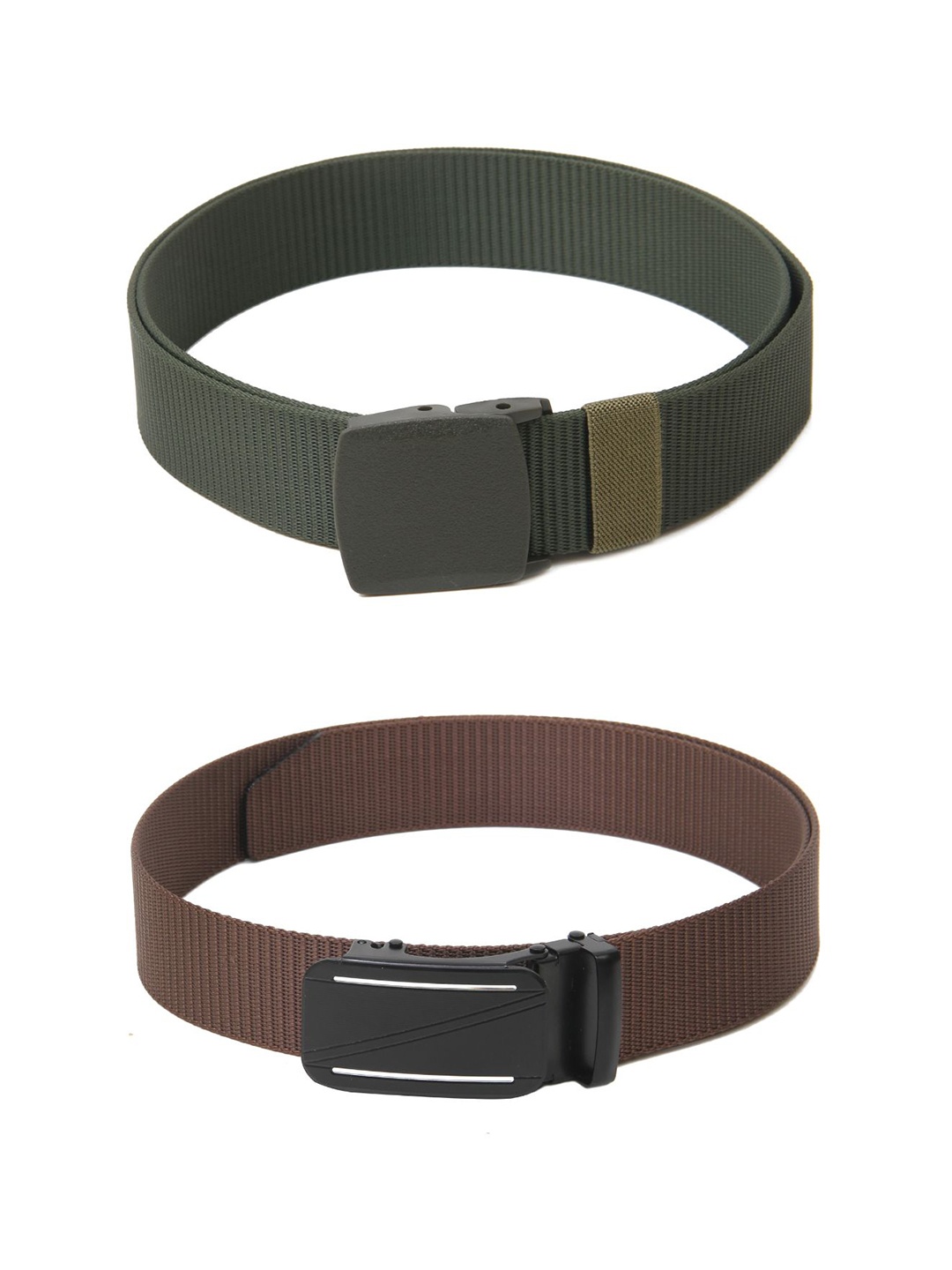 

Calvadoss Men Set Of 2 Textured Canvas Belts, Green