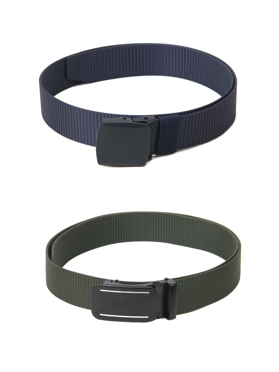 

Calvadoss Men Set Of 2 Textured Canvas Belts, Navy blue