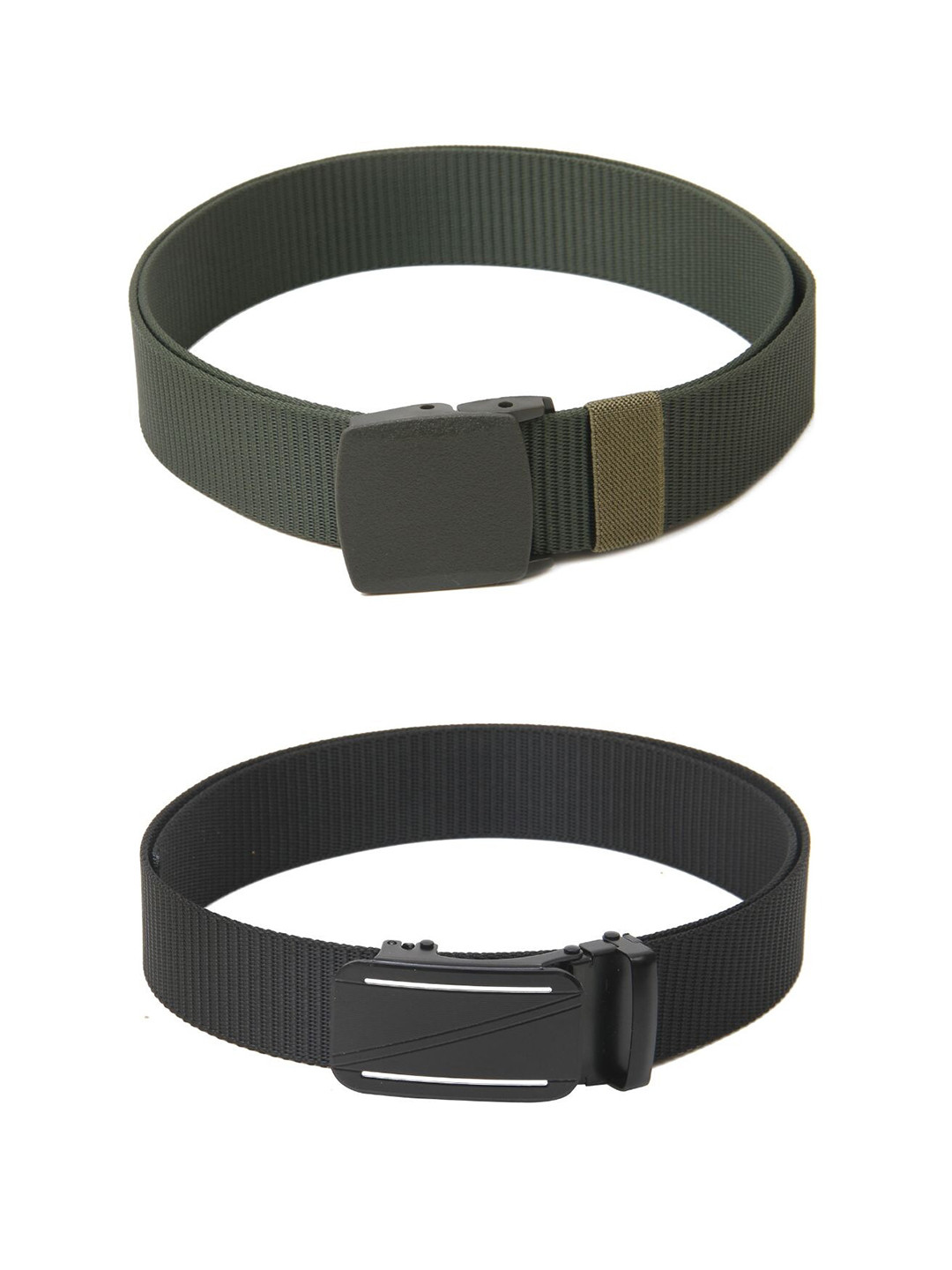 

Calvadoss Men Set Of 2 Textured Canvas Belts, Green